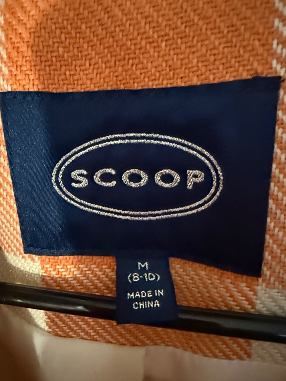 Scoop Orange Checkered Coat Size Medium - Picture 4 of 6
